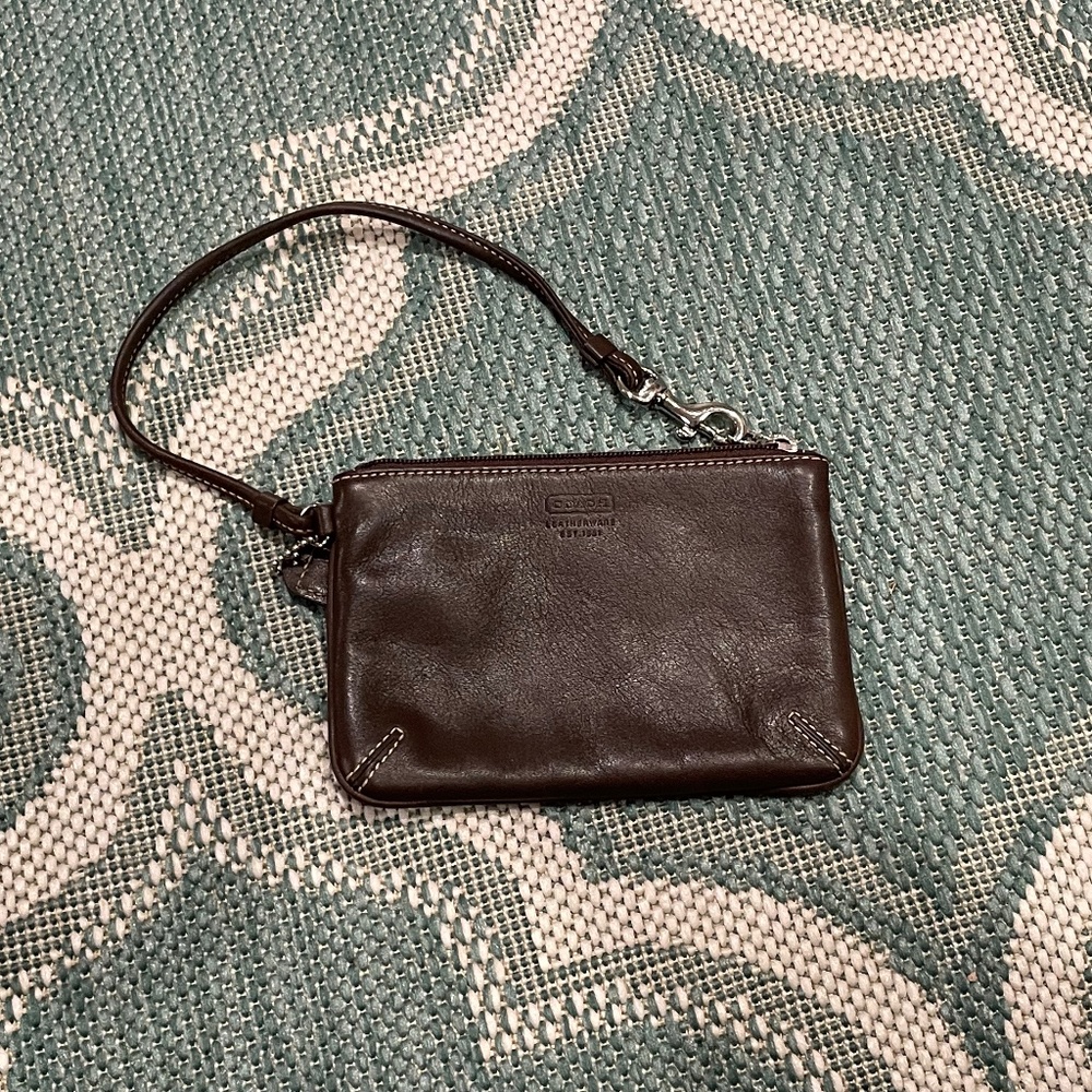 Coach Brown Leather Wristlet (Never Used)
